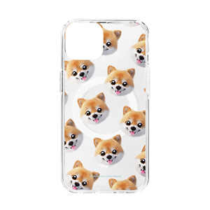 Tan the Pomeranian Face Patterns Clear Gelhard Case (for MagSafe)