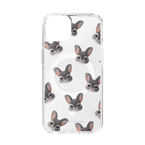 Chelsey the Rabbit Face Patterns Clear Gelhard Case (for MagSafe)