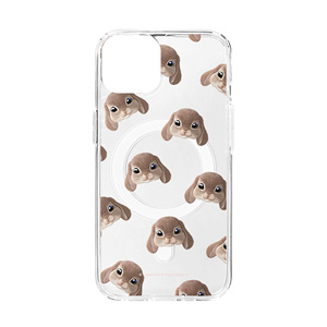 Daisy the Rabbit Face Patterns Clear Gelhard Case (for MagSafe)