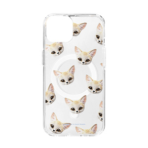 Denny the Fennec fox Face Patterns Clear Gelhard Case (for MagSafe)