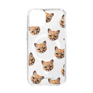 Porong the Puma Face Patterns Clear Gelhard Case (for MagSafe)