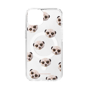 Mia the Meerkat Face Patterns Clear Gelhard Case (for MagSafe)