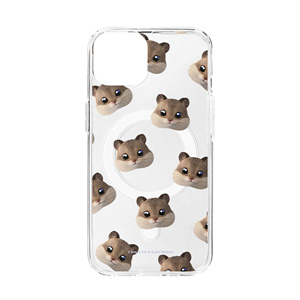 Ramji the Hamster Face Patterns Clear Gelhard Case (for MagSafe)