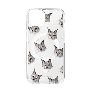 Wendy the Canada Lynx Face Patterns Clear Gelhard Case (for MagSafe)