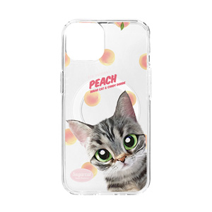 Momo the American shorthair cat’s Peach New Patterns Clear Gelhard Case (for MagSafe)