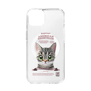 Momo the American shorthair cat New Retro Clear Gelhard Case (for MagSafe)