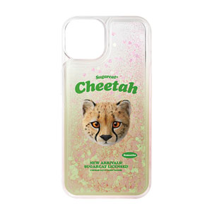 Samantha the Cheetah TypeFace Aqua Glitter Case