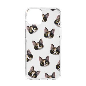 Mayo the Tricolor cat Face Patterns Clear Jelly/Gelhard Case
