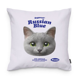 Nami the Russian Blue TypeFace Throw Pillow