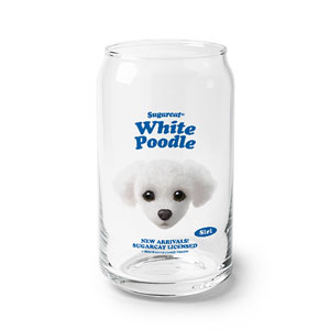 Siri the White Poodle TypeFace Beer Can Glass