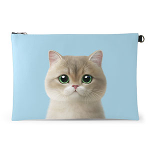 Christmas the British Shorthair Leather Clutch (Flat)