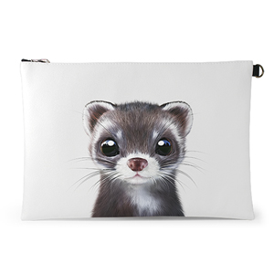 Jusky the Ferret Leather Clutch (Flat)