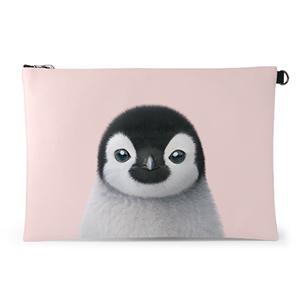Peng Peng the Baby Penguin Leather Clutch (Flat)