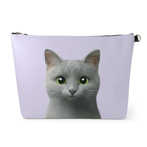 Nami the Russian Blue Leather Clutch (Triangle)