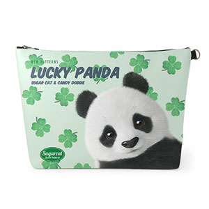 Panda’s Lucky Clover New Patterns Leather Clutch (Triangle)