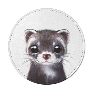 Jusky the Ferret Leather Coaster