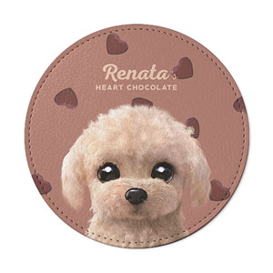 Renata the Poodle’s Heart Chocolate Leather Coaster