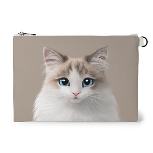 Autumn the Ragdoll Leather Flat Pouch