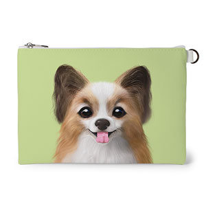 Jerry the Papillon Leather Flat Pouch