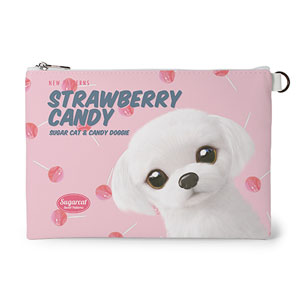 Doori’s Strawberry Candy New Patterns Leather Flat Pouch