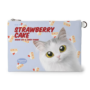 Rangi the Norwegian forest’s Strawberry Cake New Patterns Leather Flat Pouch