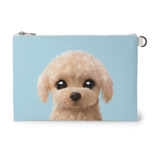 Renata the Poodle Leather Flat Pouch