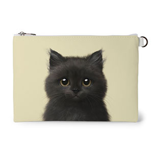 Reo the Kitten Leather Flat Pouch