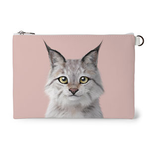 Wendy the Canada Lynx Leather Flat Pouch