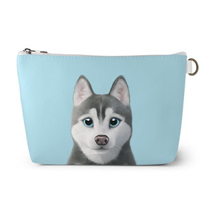 Howl the Siberian Husky Leather Triangle Pouch