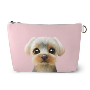 Sarang the Yorkshire Terrier Leather Triangle Pouch
