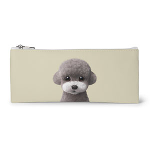 Earlgray the Poodle Leather Flat Pencilcase