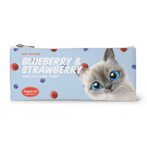 Momo’s Blueberry &amp; Strawberry New Patterns Leather Flat Pencilcase