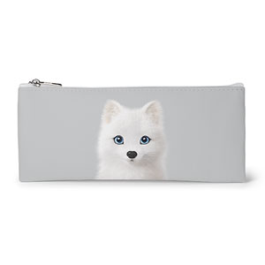 Polly the Arctic Fox Leather Flat Pencilcase