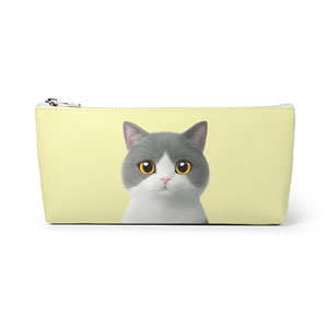 Max the British Shorthair Leather Triangle Pencilcase