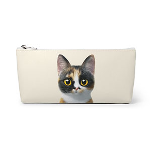 Mayo the Tricolor cat Leather Triangle Pencilcase