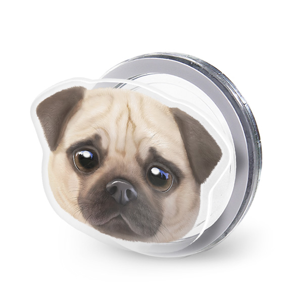 Puggie the Pug Dog Face Acrylic Magnet Tok (for MagSafe)