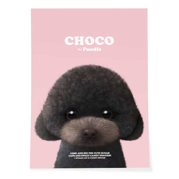 Choco the Black Poodle Retro Art Poster