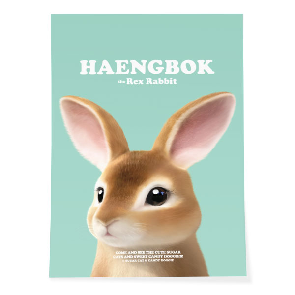 Haengbok the Rex Rabbit Retro Art Poster