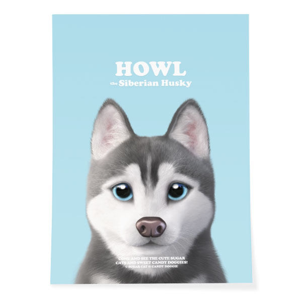 Howl the Siberian Husky Retro Art Poster