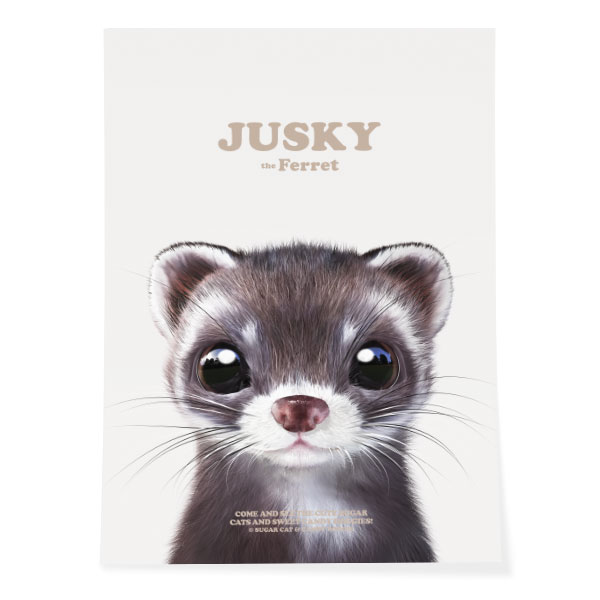 Jusky the Ferret Retro Art Poster