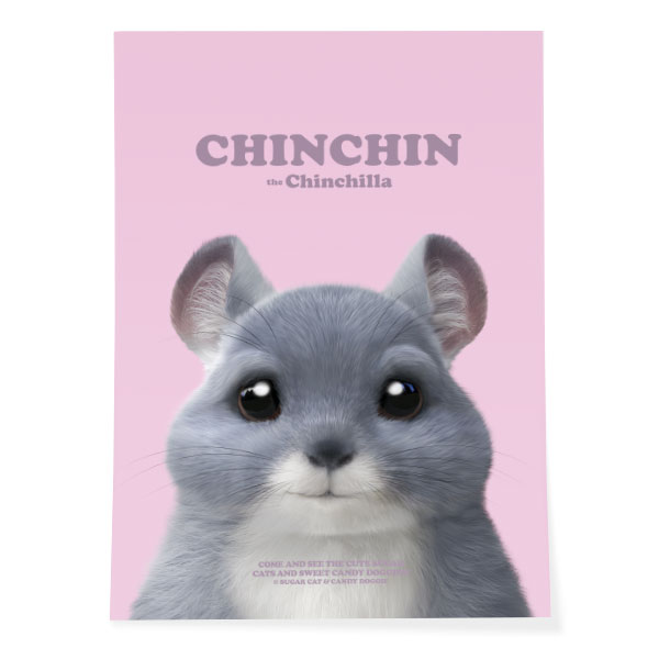 Chinchin the Chinchilla Retro Art Poster