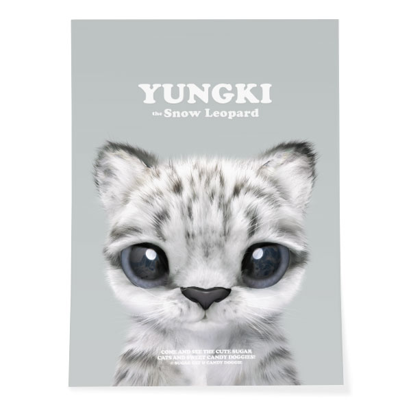 Yungki the Snow Leopard Retro Art Poster