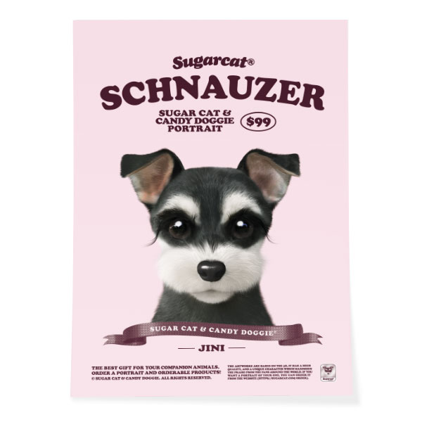 Jini the Schnauzer New Retro Art Poster