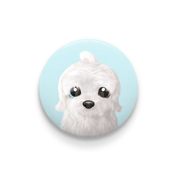 Latte  the Old English Sheepdog Pin Button 44mm