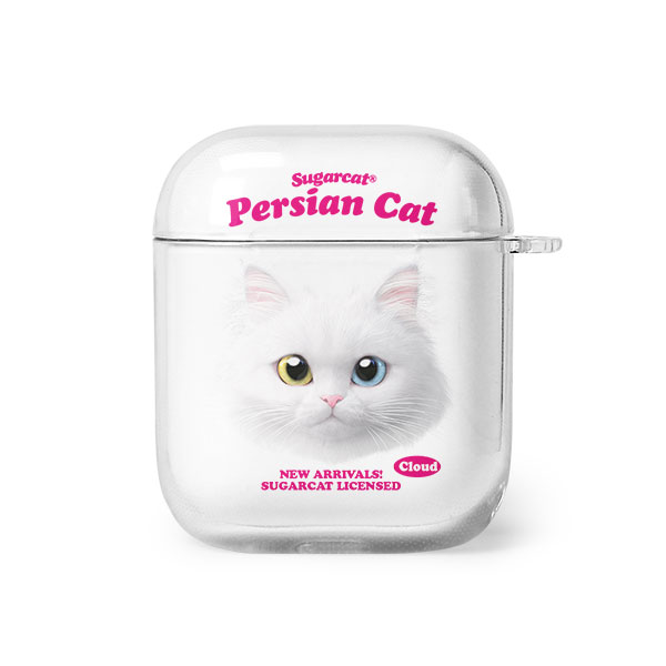 Cloud the Persian Cat TypeFace AirPod Clear Hard Case