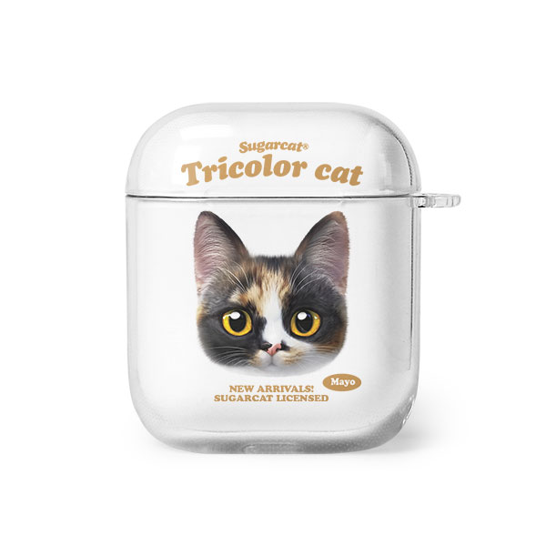 Mayo the Tricolor cat TypeFace AirPod Clear Hard Case