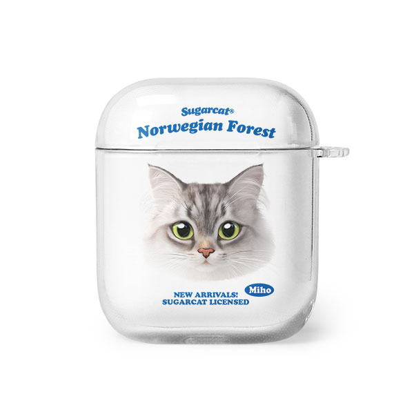 Miho the Norwegian Forest TypeFace AirPod Clear Hard Case