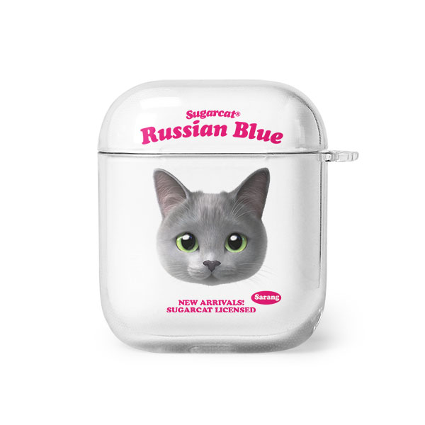 Sarang the Russian Blue TypeFace AirPod Clear Hard Case
