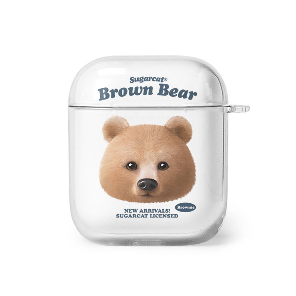 Brownie the Bear TypeFace AirPod Clear Hard Case