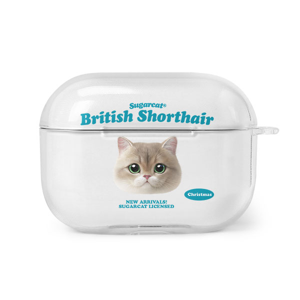 Christmas the British Shorthair TypeFace AirPod PRO Clear Hard Case